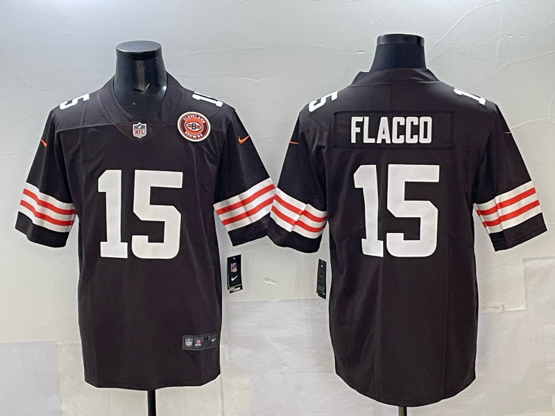 Men 2025 Cleveland Browns #15 Flacco brown Nike Limited NFL Jersey 001